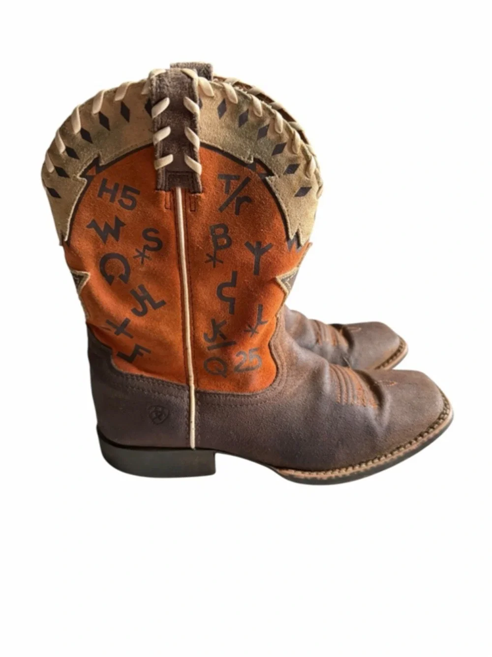 Ariat Kids Heritage Roughstock Western Cowboy Boots Brown Orange Size US 3 EU 34